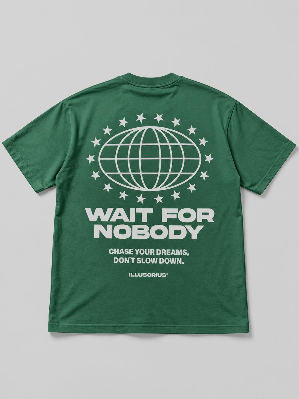 PLAYERA OVERSIZE HEAVYWEIGHT GREEN WAIT FOR NOBODY