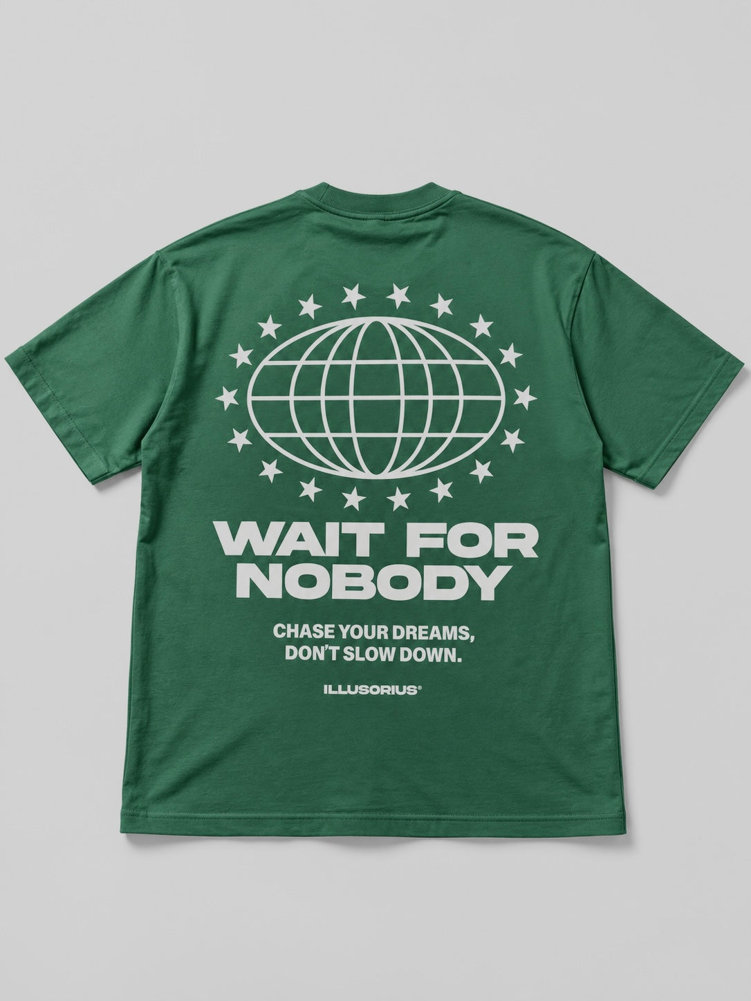 PLAYERA OVERSIZE HEAVYWEIGHT GREEN WAIT FOR NOBODY