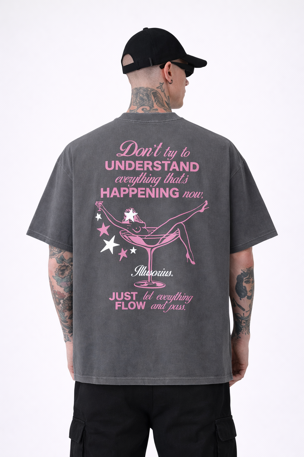 PLAYERA OVERSIZE HEAVYWEIGHT WASHED GREY JUST FLOW