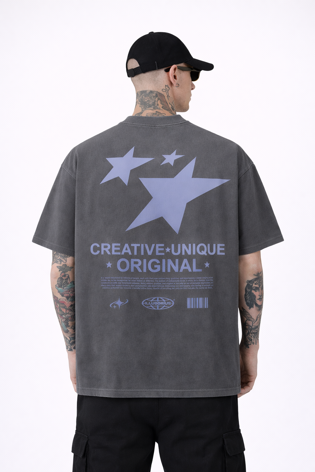 PLAYERA OVERSIZE HEAVYWEIGHT WASHED GREY CREATIVE