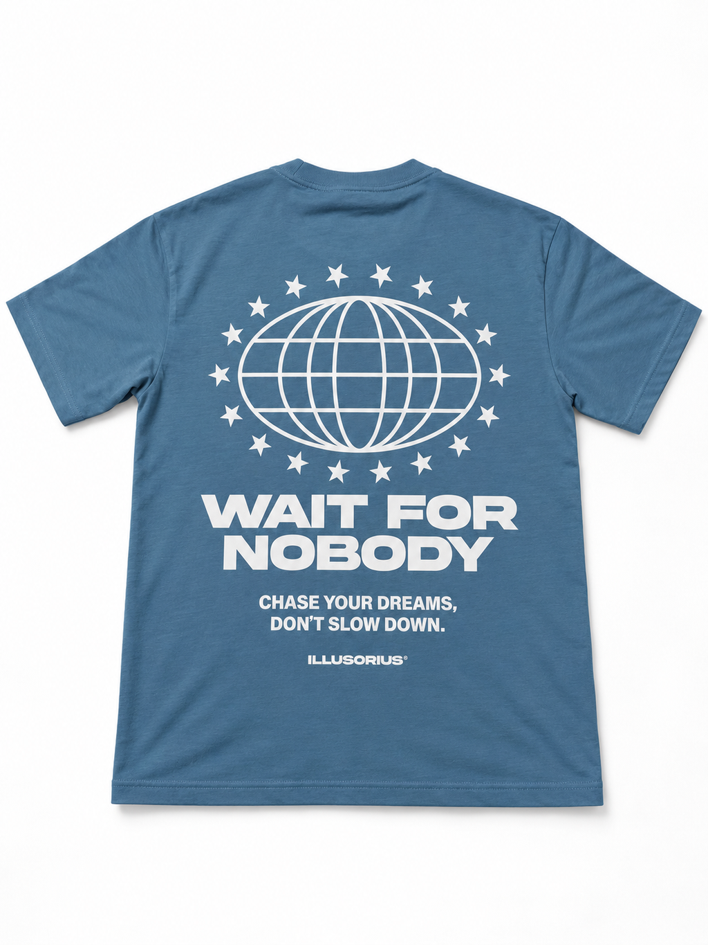 PLAYERA OVERSIZE HEAVYWEIGHT BLUE WAIT FOR NOBODY