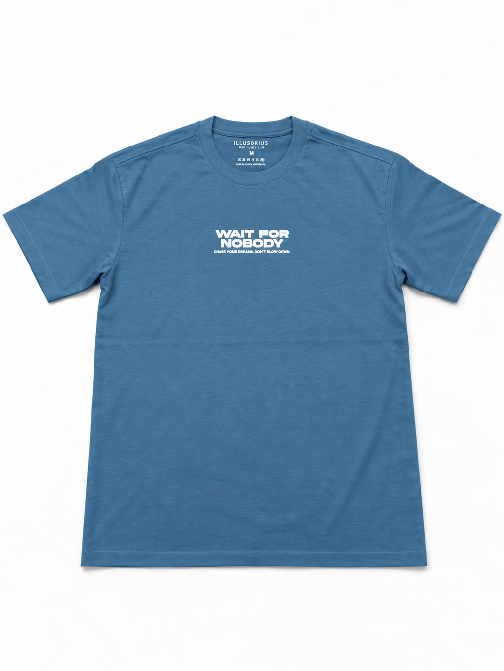 PLAYERA OVERSIZE HEAVYWEIGHT BLUE WAIT FOR NOBODY
