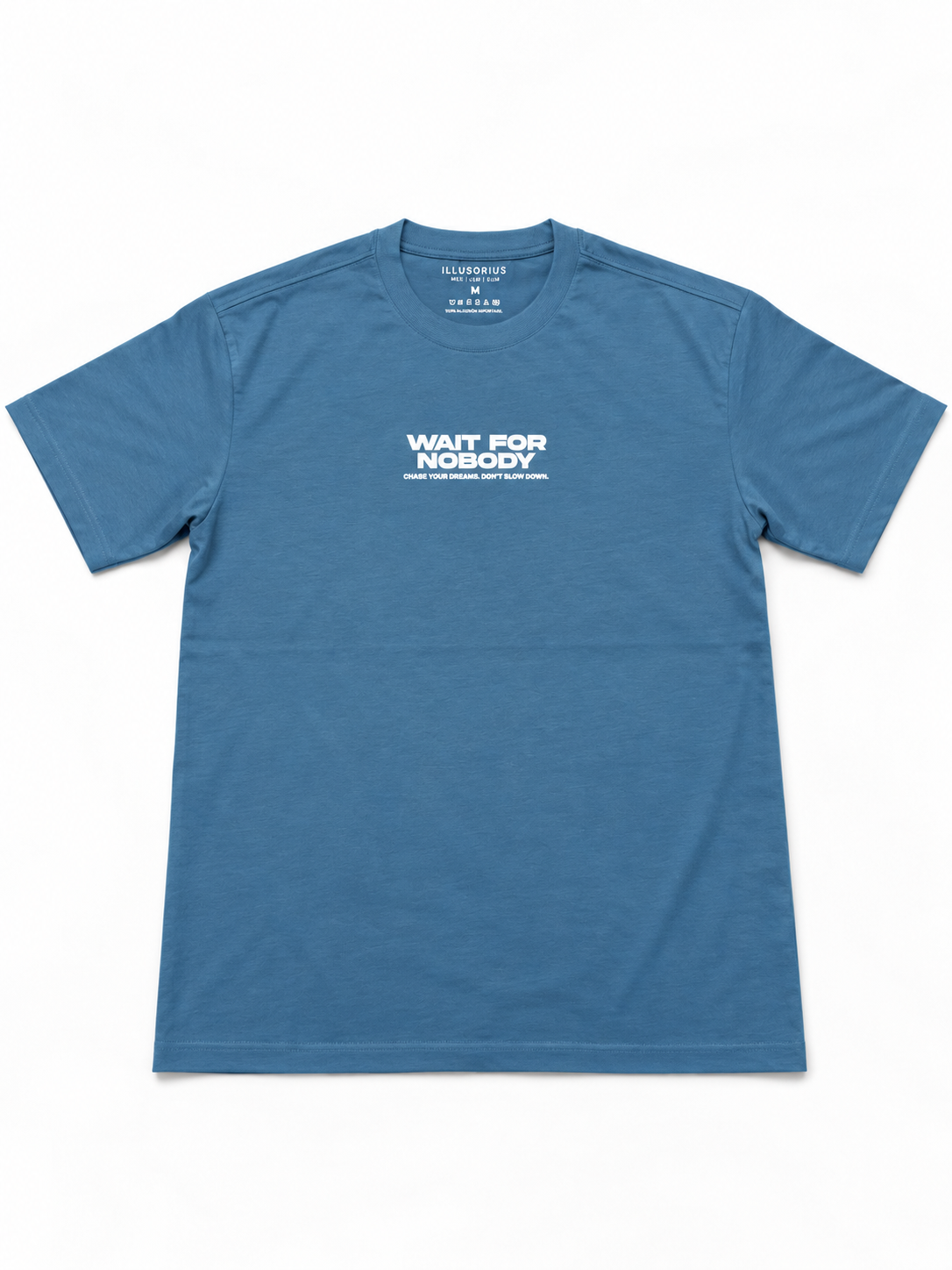 PLAYERA OVERSIZE HEAVYWEIGHT BLUE WAIT FOR NOBODY