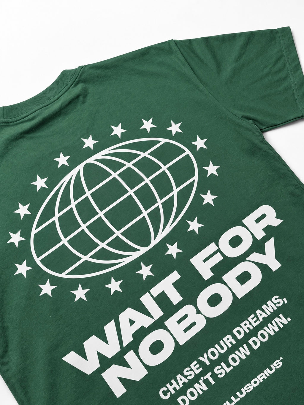 PLAYERA OVERSIZE HEAVYWEIGHT GREEN WAIT FOR NOBODY