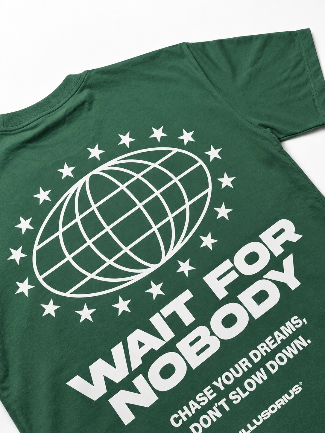 PLAYERA OVERSIZE HEAVYWEIGHT GREEN WAIT FOR NOBODY