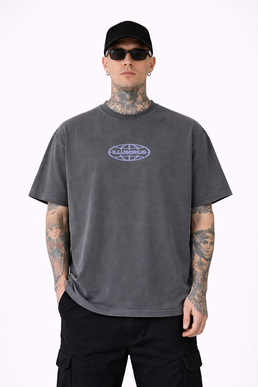PLAYERA OVERSIZE HEAVYWEIGHT WASHED GREY CREATIVE