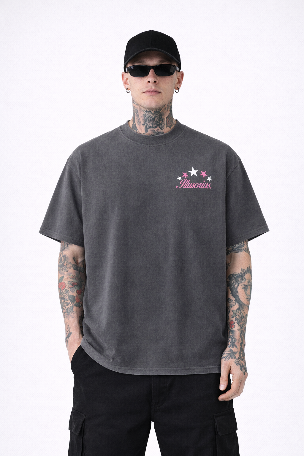 PLAYERA OVERSIZE HEAVYWEIGHT WASHED GREY JUST FLOW