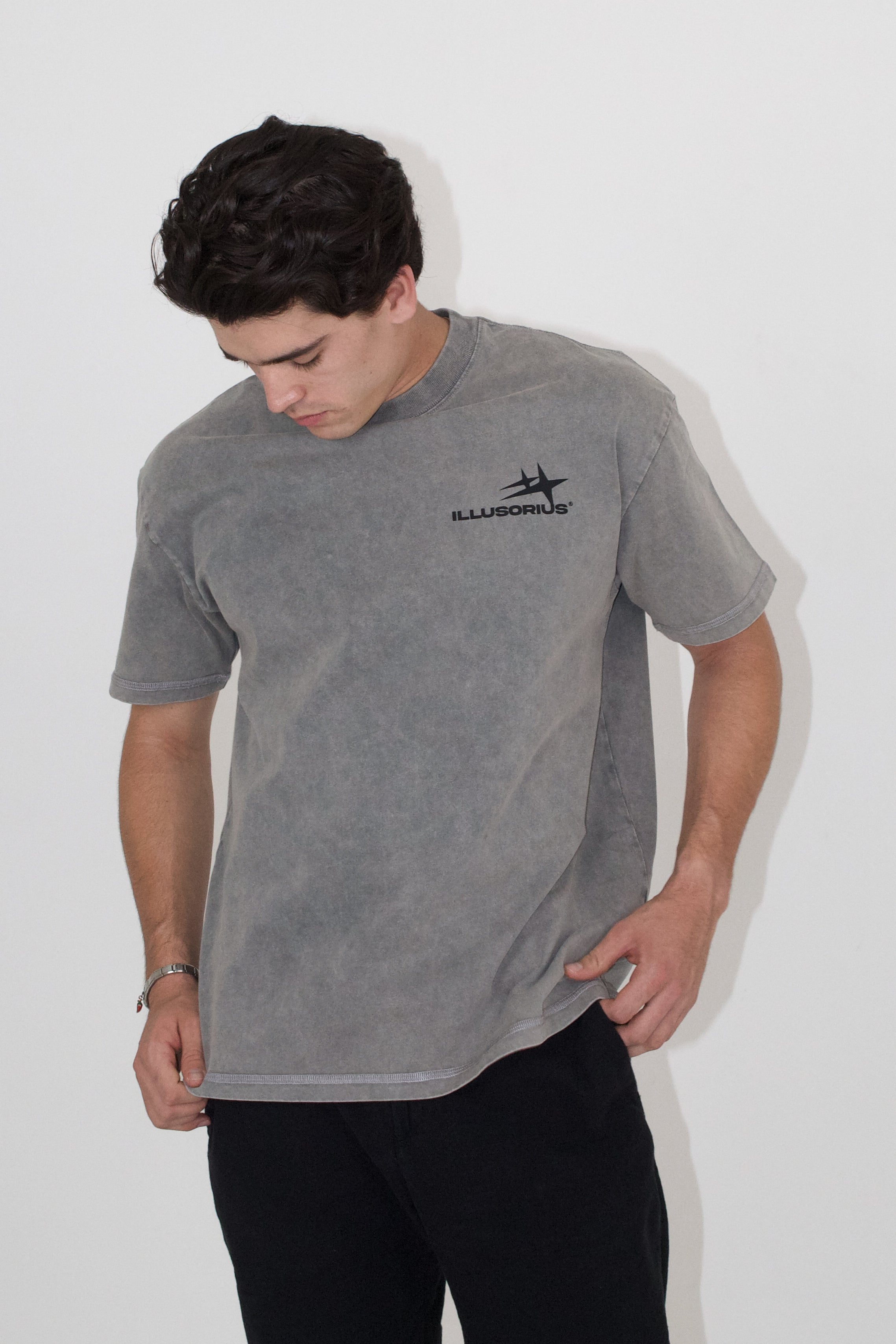 PLAYERA SEMI OVERSIZE HEAVYWEIGHT [305 GSM] ACID WASH STARS